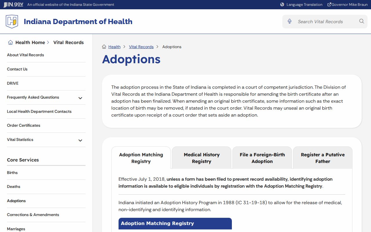 Indiana adoption access routes for lawful family reconnection