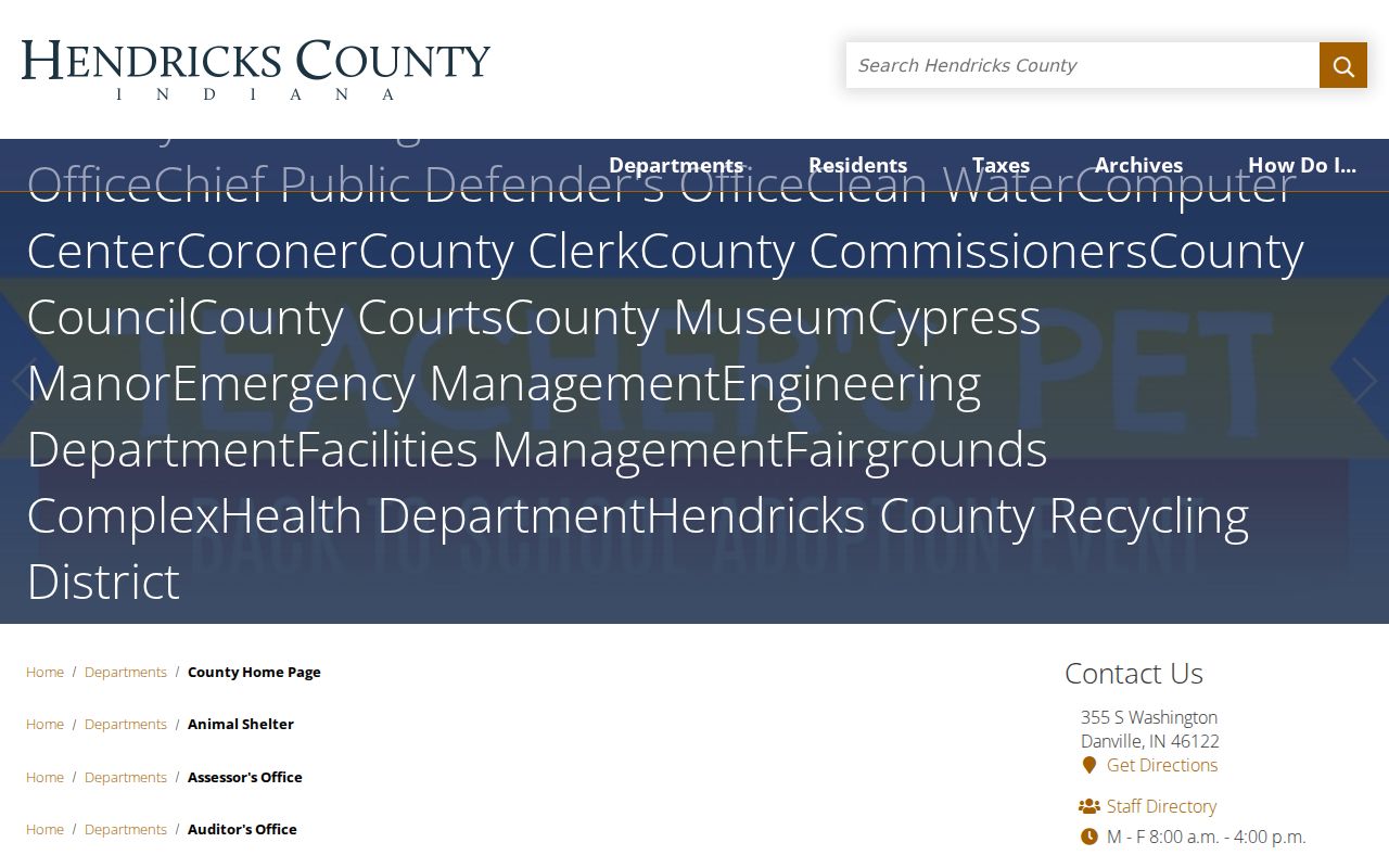 Hendricks Assessor route for Plainfield by-address records