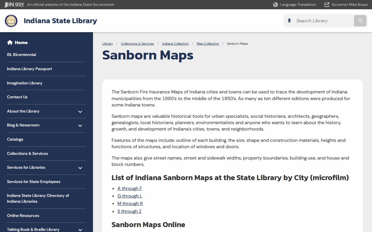 Indiana Sanborn maps for Plainfield street directory research